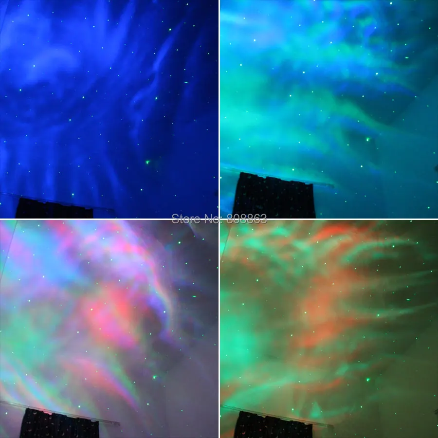 ESHINY RGB LED Aurora Galaxy Green Laser Stars Projector Nebula Sky Light Child Kids Water Night Cloud Bedroom Lamp Gift N6Z3