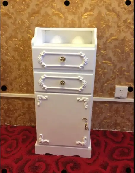 Kapsalon Wit Tool Kast Kapper Tool Kast Goud Met Ladeblok Föhn Rack Kast