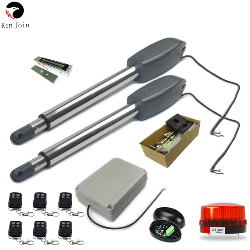 KINJOIN Automatic Dual Barrier Swing Arm Boom Gate Motor Opener Linear Actuator Engine Kit With Remote Control