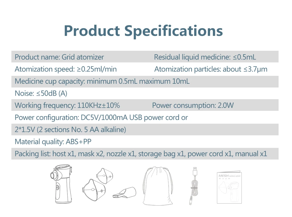 KIUZOU Medical Silent Mesh Nebulizer Handheld Asthma Inhaler Atomizer Kids Adult Nebulizador Mini Portable Nebulizer Humidifier