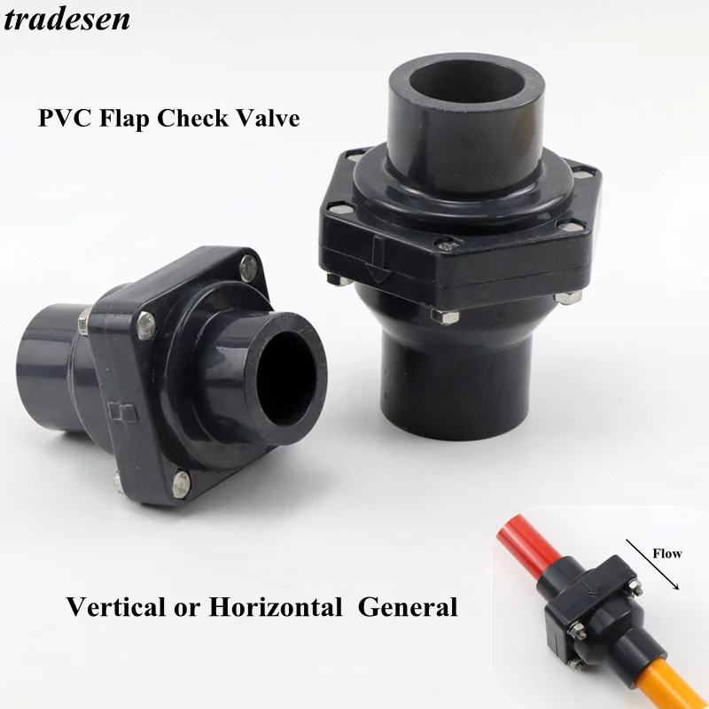 

1Pcs Inner 25-160mm UPVC Flap Check Valve Vertical and Horizontal Non-Return One-Way Valve Garden Irrigation Home Pipe Fittings