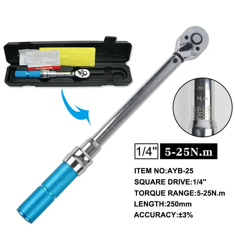 

Hand Spanner Torque Wrench with 3-Sided Gear Design Bicycle Repair Tools 5-25 N.m