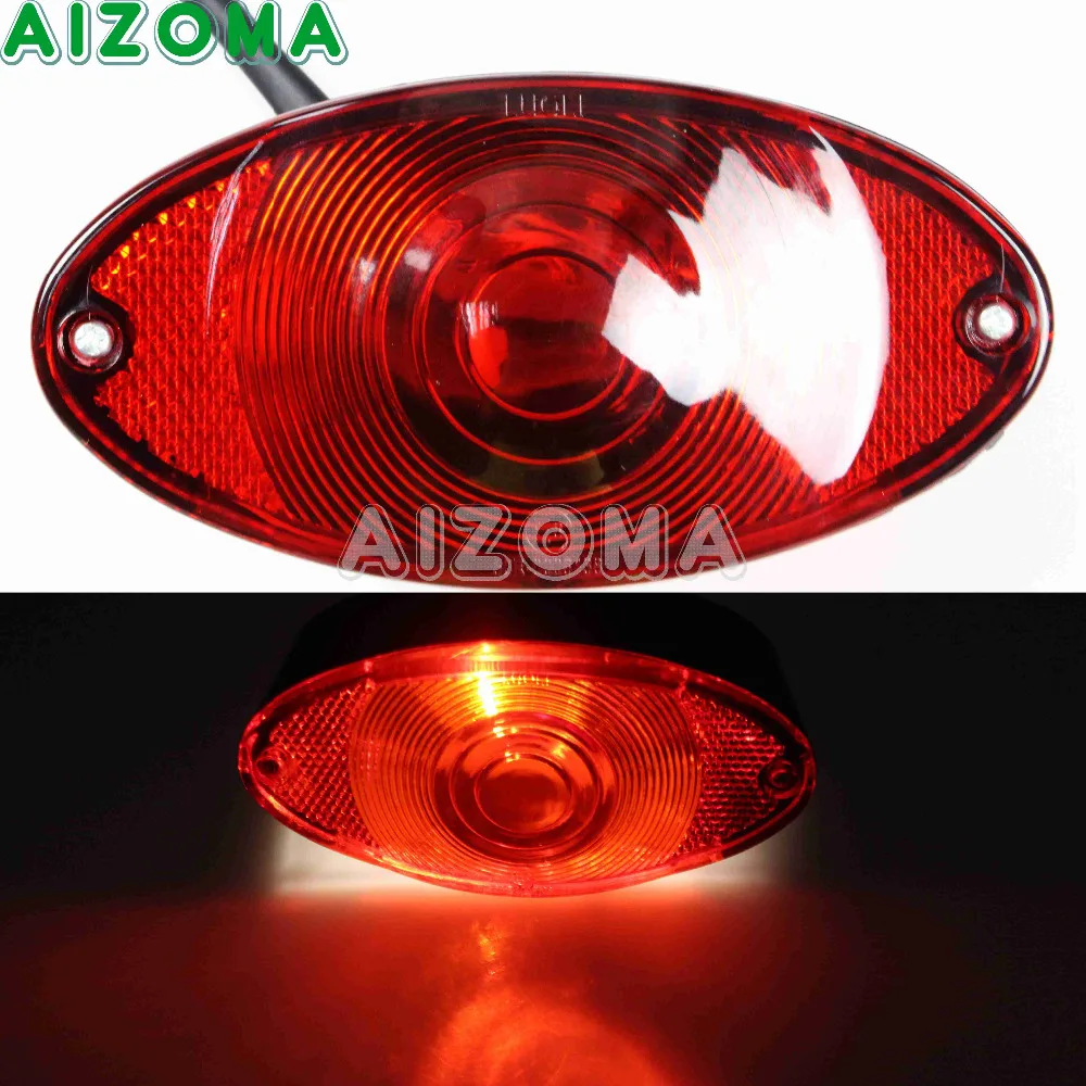 Motorcycle 12V Cat Eye Taillight ABS Red Brake Lamp License Plate Light Universal For Harley Softail Chopper Cafe Racer Bobber