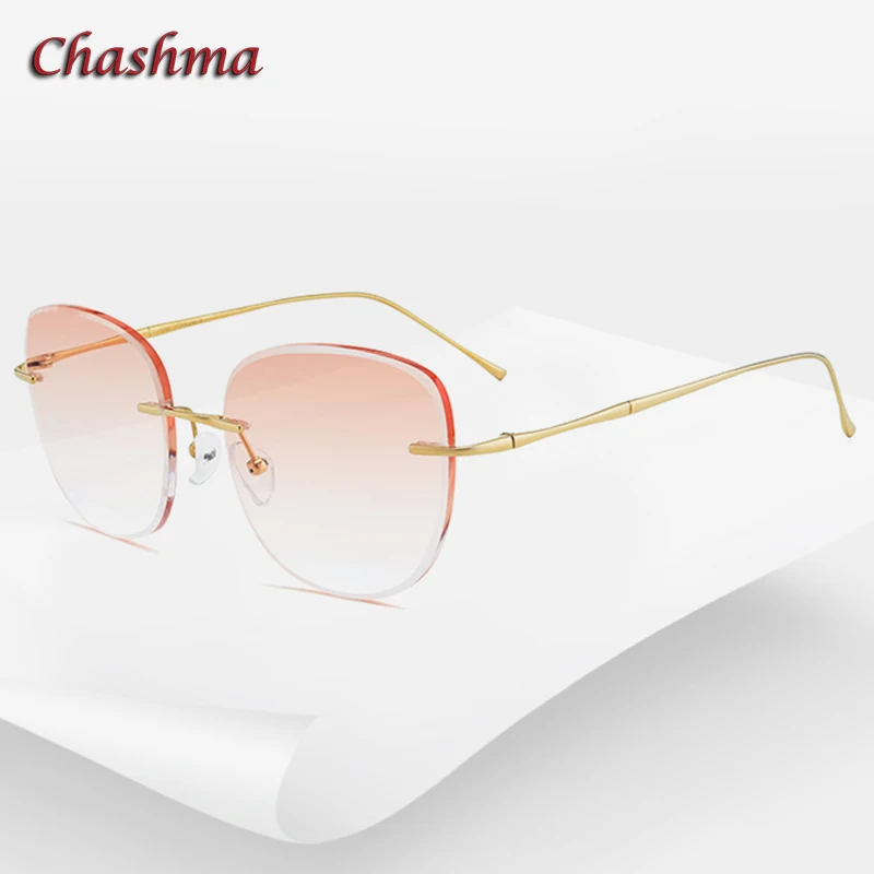 Oversize Square Glasses Women Eyeglasses Frames Rimless Colored Prescription Glass Diamonds Anti Blue Ray Anti Resistance Lens