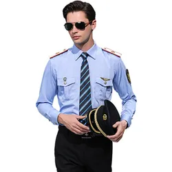 High Quality Railway Uniform Overwear Men's Train Attendant Blue Navy Shirts Suit Work Clothes For Gentlemen