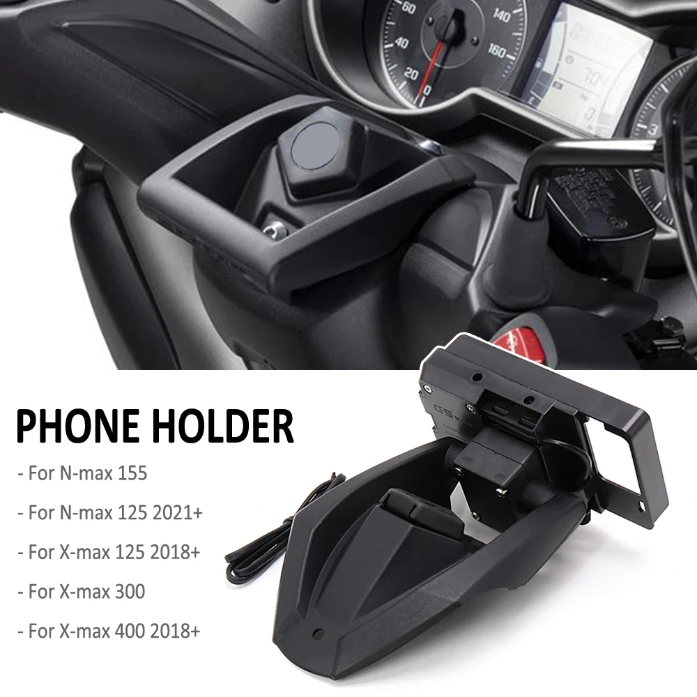 FOR YAMAHA XMAX NMAX 125 X-MAX 300 N-MAX 155 Motorcycle GPS Phone Navigation Bracket Wireless USB Charging Port Holder Mount