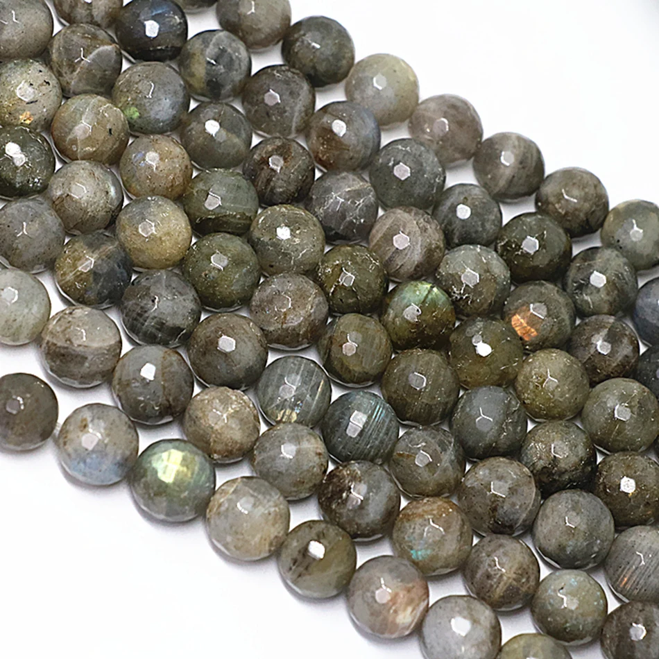 Natural more size black Imported labradorite 4mm 6mm 8mm 10mm 12mm 14mm faceted round Loose beads diy Jewelry making 15 inch A06