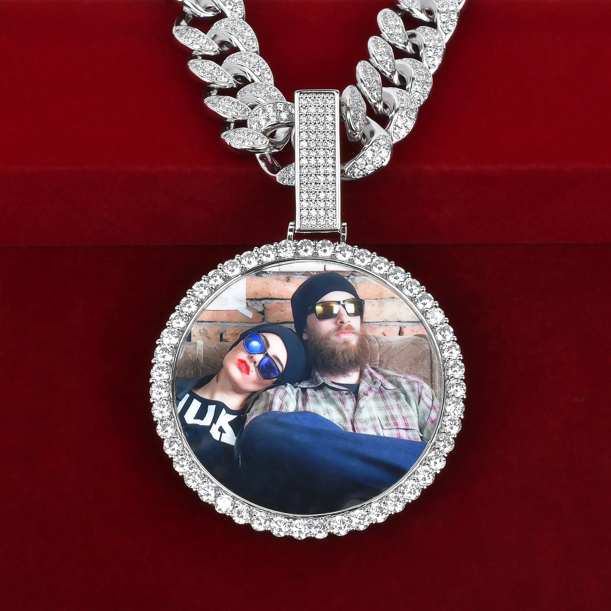 Imagem -03 - Aokaishen Custom Photo Necklace para Homens Imagem Personalizada Medalhões Pingente Real Banhado a Ouro Hip Hop Jóias 2023 Tendência Presente