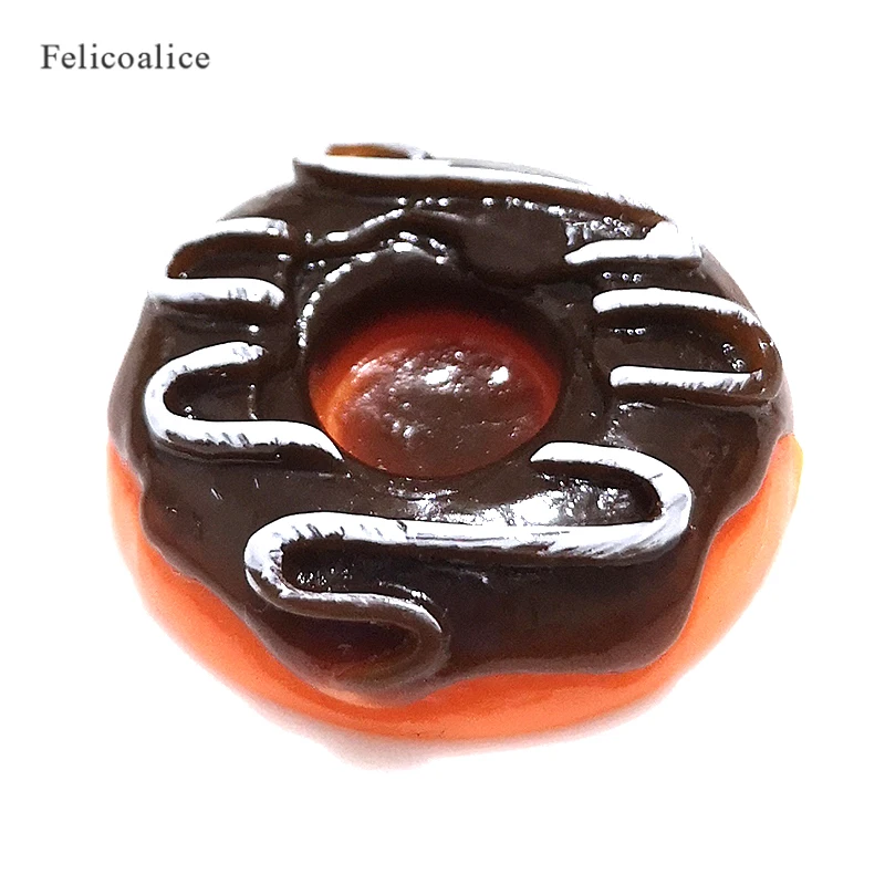 8Pcs/Tas Cute Resin Donat Hiasan untuk Slime Filler DIY Kue Ornamen Ponsel Dekorasi Resin Pesona Slime Perlengkapan Dapur Mainan