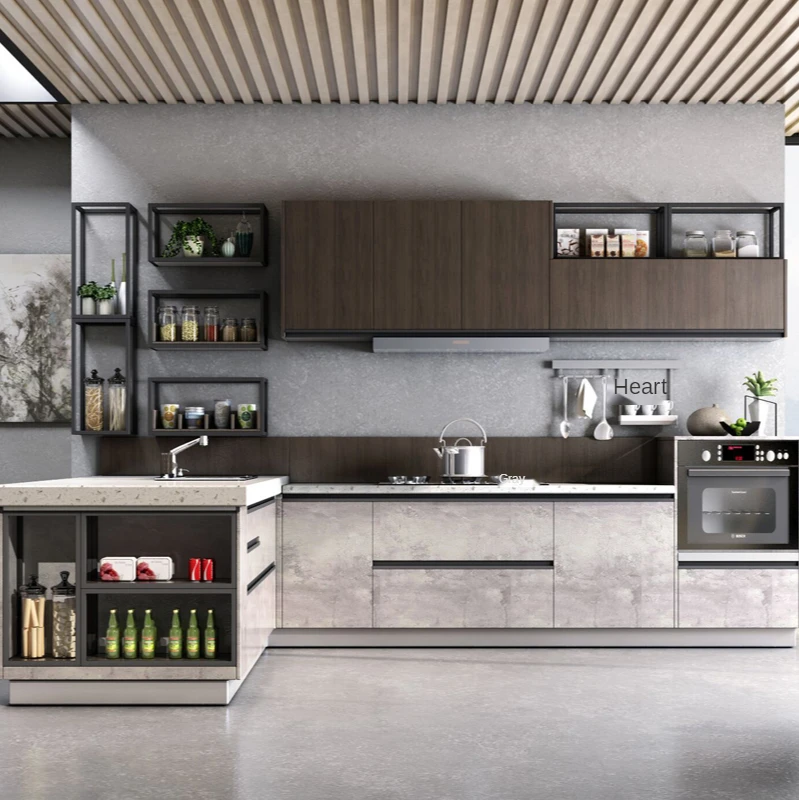 Overall cabinet custom kitchen quartz stone kitchen cabinet custom open solid wood pellet board