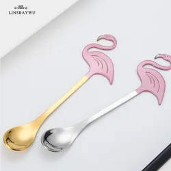 1PC Creative Flamingo Coffee Spoon Stainless Steel Cake Jelly Dessert Ice Cream Scoop Tea Soup Stirring Spoon Tableware New