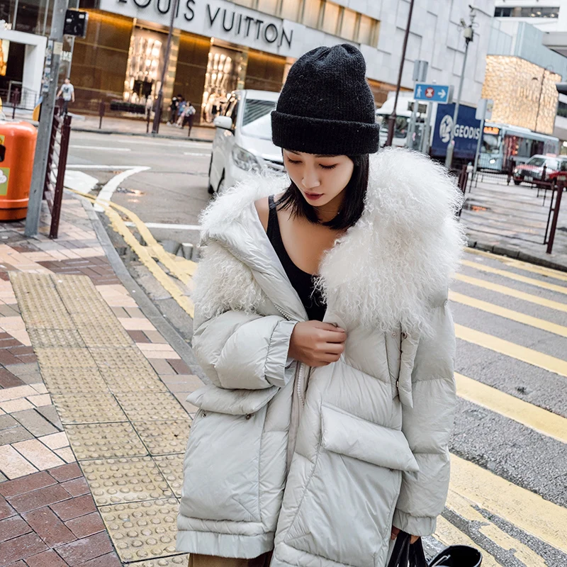 Clothes Women Winter Coat 2020 Real Wool Fur Collar 90% White Duck Down Coat Women Korean Puffer Jacket H18PM18-206 YY1917