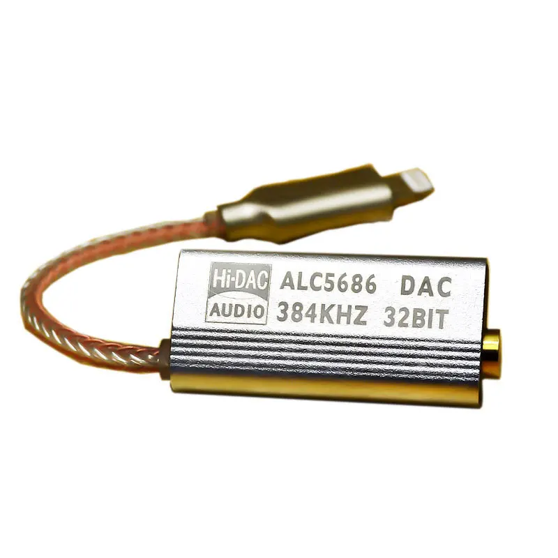 ALC5686 DAC Lightning to 3.5mm decoding HIFI Amplifier adapter earphone cable device Sound amplifie 32bits/384KHz For apple ios