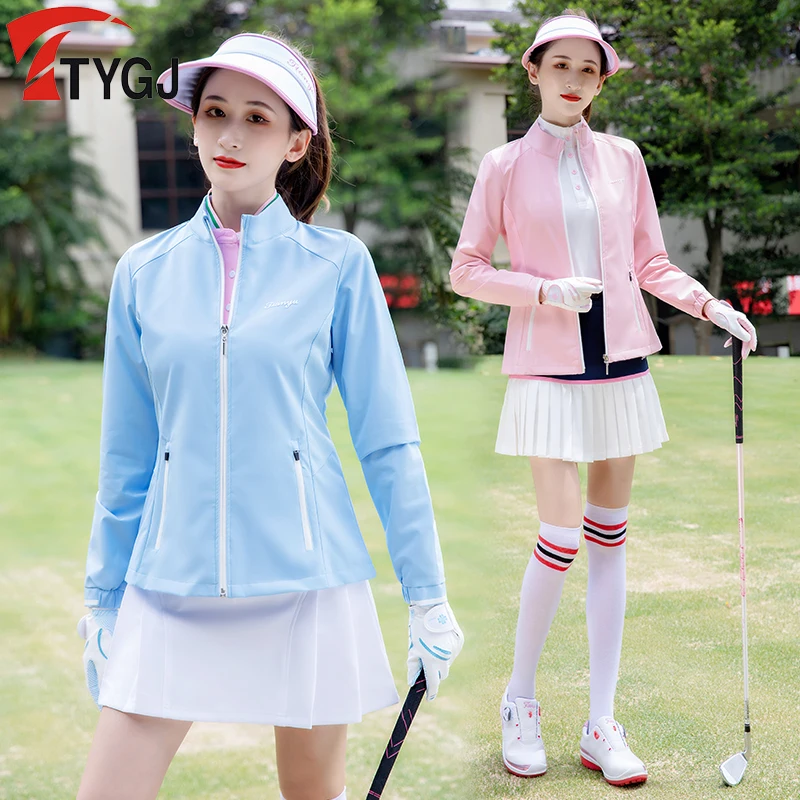 Autumn Spring Golf Jacket Women Golf Wear Waterproof Tennis Baseball Slim Jacket Ladies Windproof Long Sleeve Coat Windbreaker