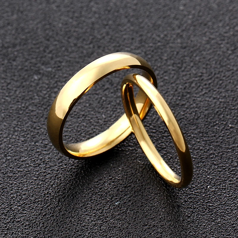 51JEWELRY4mm 2mm Gold Titanium Steel Couple Ring for Men and Women