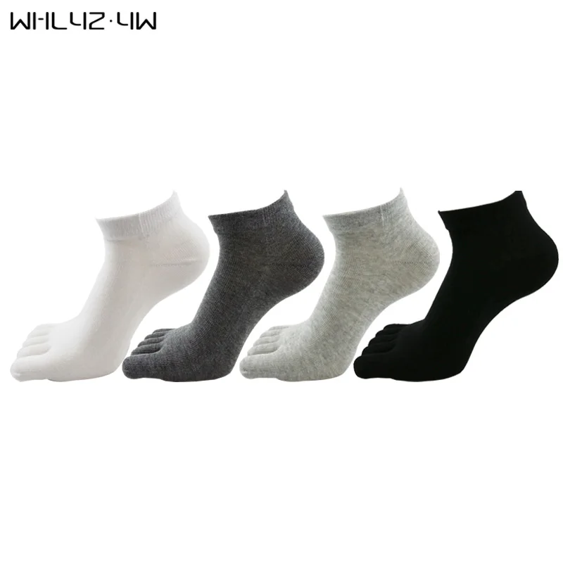 5 Pairs/Lot Pure Cotton Ankle No Show Socks With Toes Solid Breathable Deodorant Invisible Five Finger Socks Brand EUR39-45