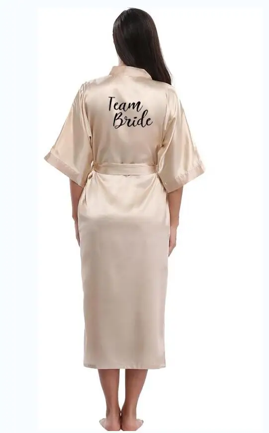 Bridesmaid kimono para as mulheres, cetim seda noite vestido com rendas, vestido de noiva, roupão para a mãe noiva, tamanho grande