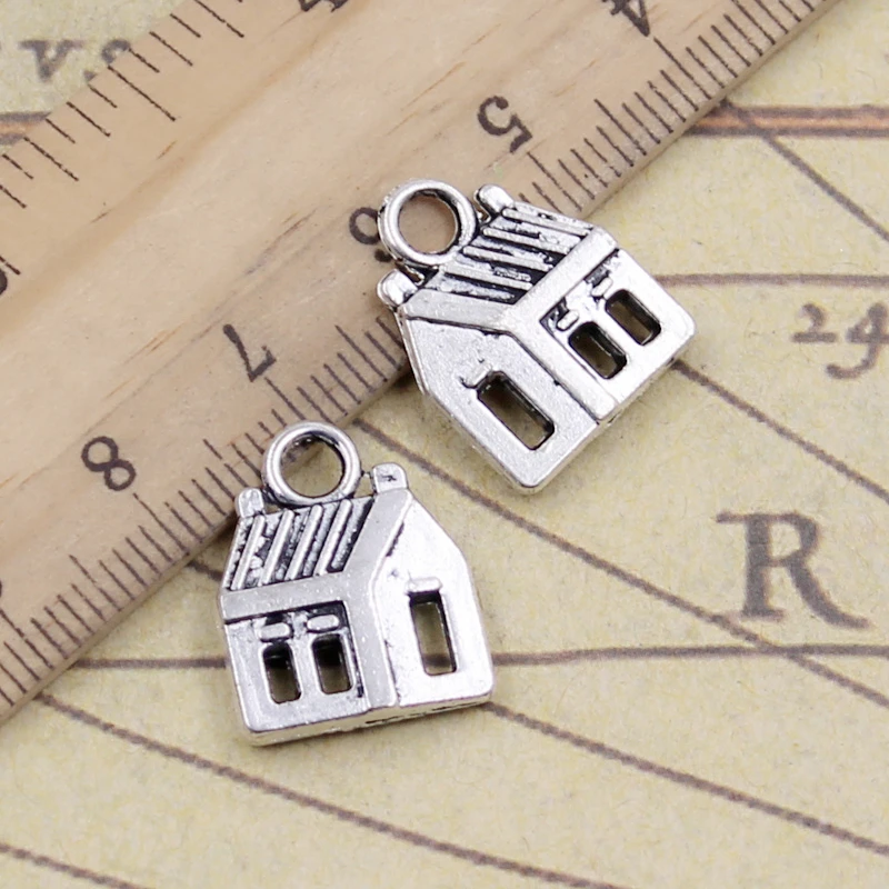 10 sztuk Charms domek kabinowy 14x18mm tybetański srebrny kolor wisiorki antyczna biżuteria Making DIY Handmade Craft wisiorek