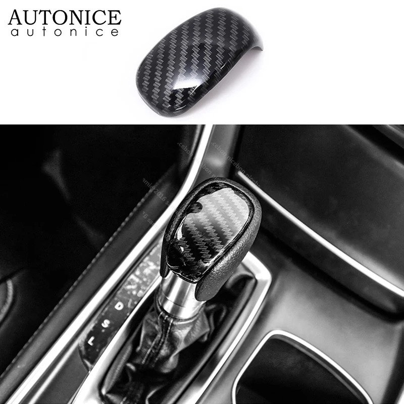 Carbon Fiber Color or chrome Inner Gear Shift Knob Cover Trim Fit For Honda Accord 2018 ABS