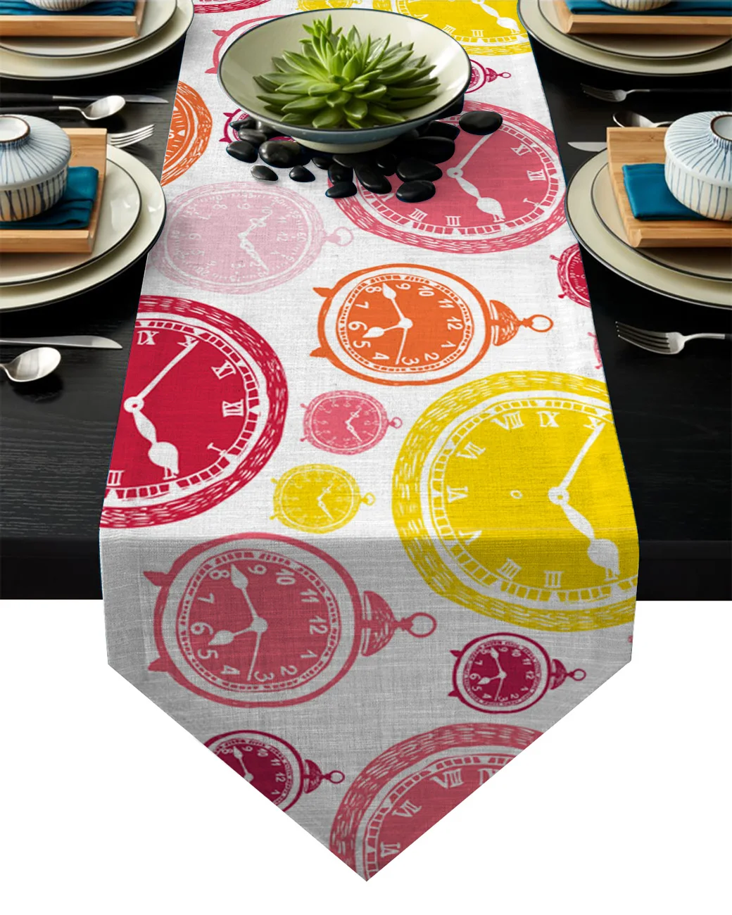 Simple Table Runners Modern Clock Dial Geometry Table Runner Christmas Decorations for Home Table