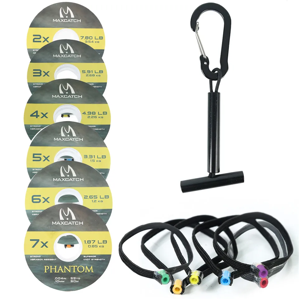 Maximumcatch Tippet Line (2x,3x,4x,5x,6x,7x) Przezroczysta żyłka wędkarska Fly Fishing z uchwytem na tippet i szpulą Tender