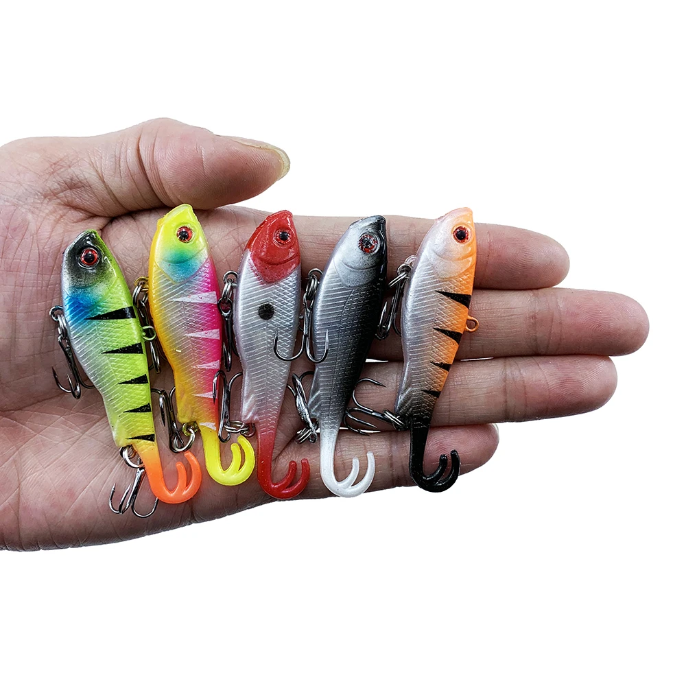 7cm 12.5g Soft Skin Swimbait Vib Ice Fishing Lure Wobbler Pesca artificial  Sink half hard bait Crank Vibration swing tail Jig