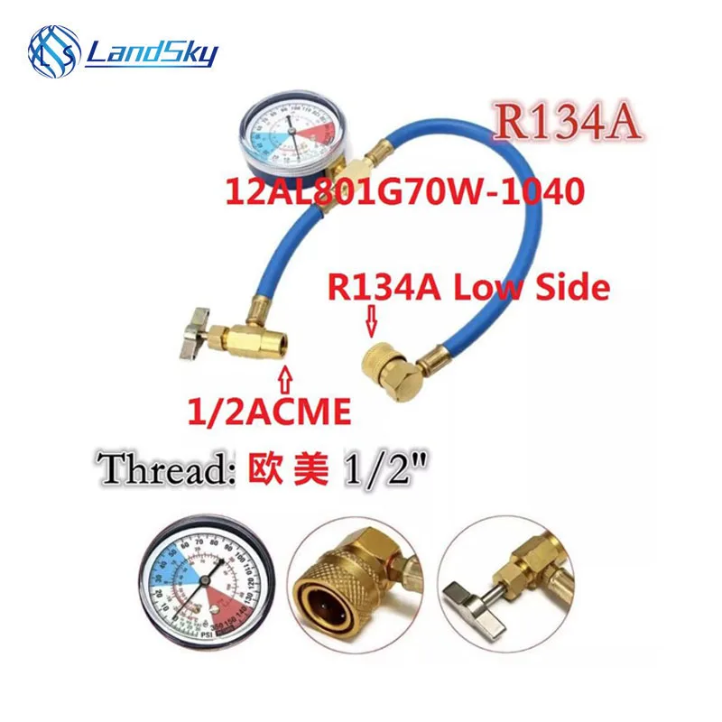 

R134A RECHARGE HOSE European automobile air conditioning refrigeration fluoride detection filler Gauge Recharge Measuring Tool