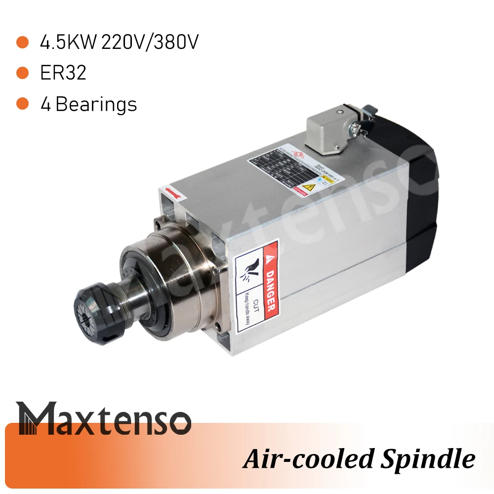 MAXTENSO 4,5 KW 220V 380V luftkühlung Spindel Motor CNC Router ER32 collet Air-cooled spindel für gravur Fräsen Maschine GDZ