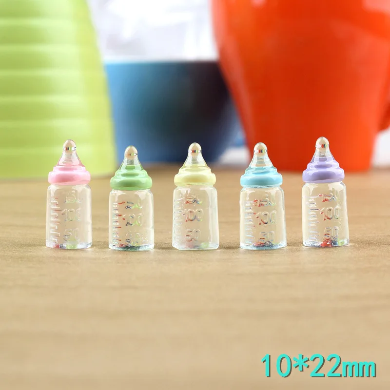 10 stücke 10*22mm Simulation Mini Miniatur Milch Baby Flasche Fütterung Flaschen Für DIY Schlüsselbund Anhänger Puppenhaus Zubehör – Detail 2