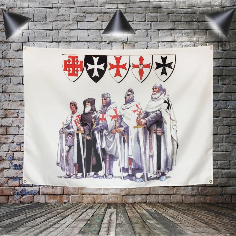 Knight Flag Banner Polyester 90* 150cm Hang On The Wall 4 Grommets Custom Flag Indoor Decoration Knight Templar