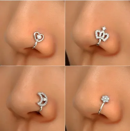 1 pz spirale in acciaio inossidabile falso anello per naso polsino Non Piercing anello per naso Clip su orecchini per polsini finti orecchini