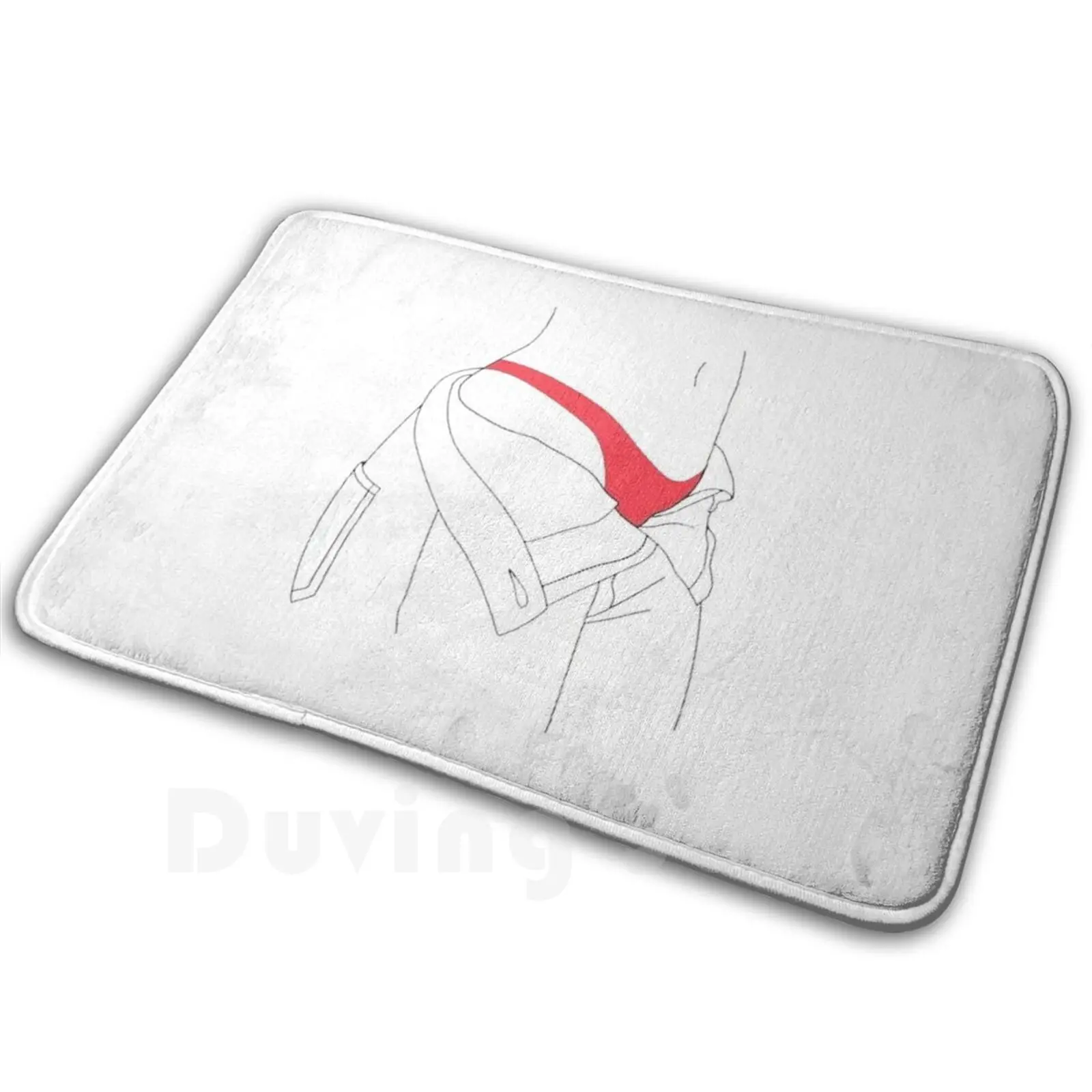 Woman With Red Pants-Women Line Art Illustrations Soft Non-Slip Mat Rug Carpet Cushion Couple Couple Have Sex