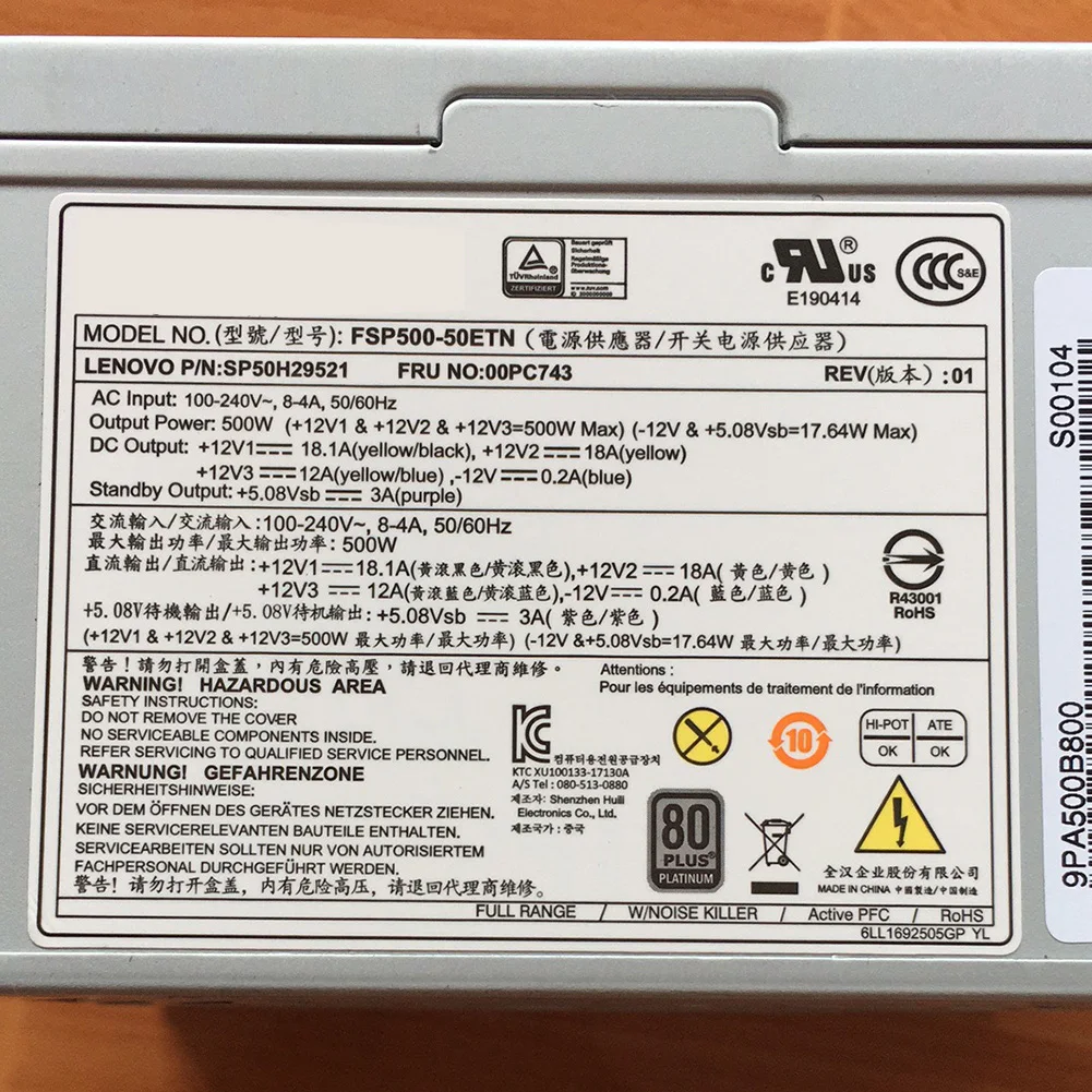 Imagem -03 - para Lenovo Thinkcentre 500w Fonte de Alimentação Mudo Psu Fsp50050etn 14pin Mais 4pin 6pin