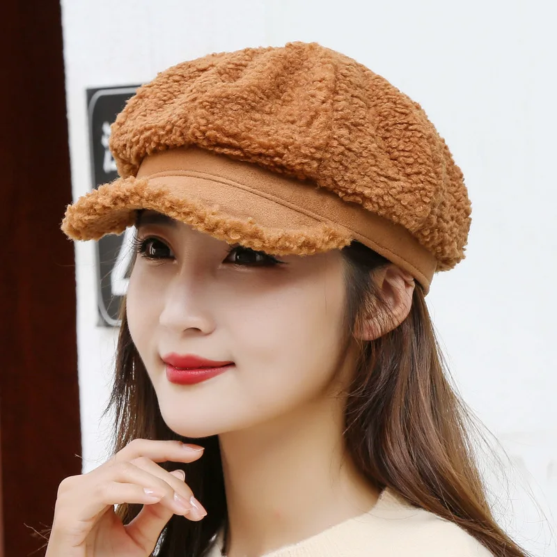 Fashion Cute Women Warm Berets For Women Outdoor Autumn Winter Casual Lady Octagonal Retro Cap Hat