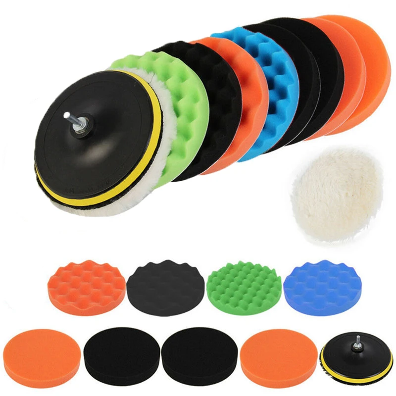 11pcs 3 inch Hand Tool Kit Buffing Sponge Wool Wheel Polishing Pad For Car Polisher Compound Polishing Car Cleaning Tool Set