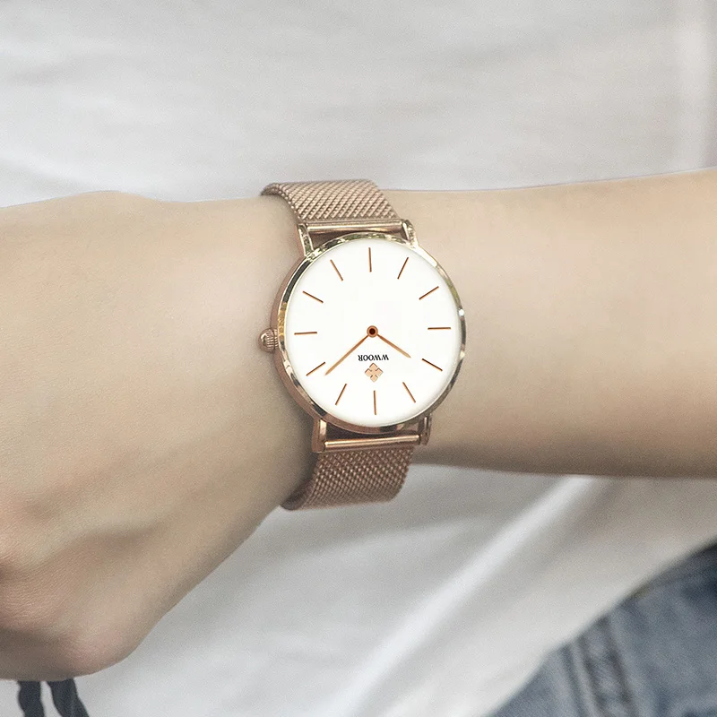 Japan Quartz Movement Watches For Women 2023 New WWOOR Luxury Waterproof Stainless Steel Rose Gold Ladies Wristwatch Reloj Mujer