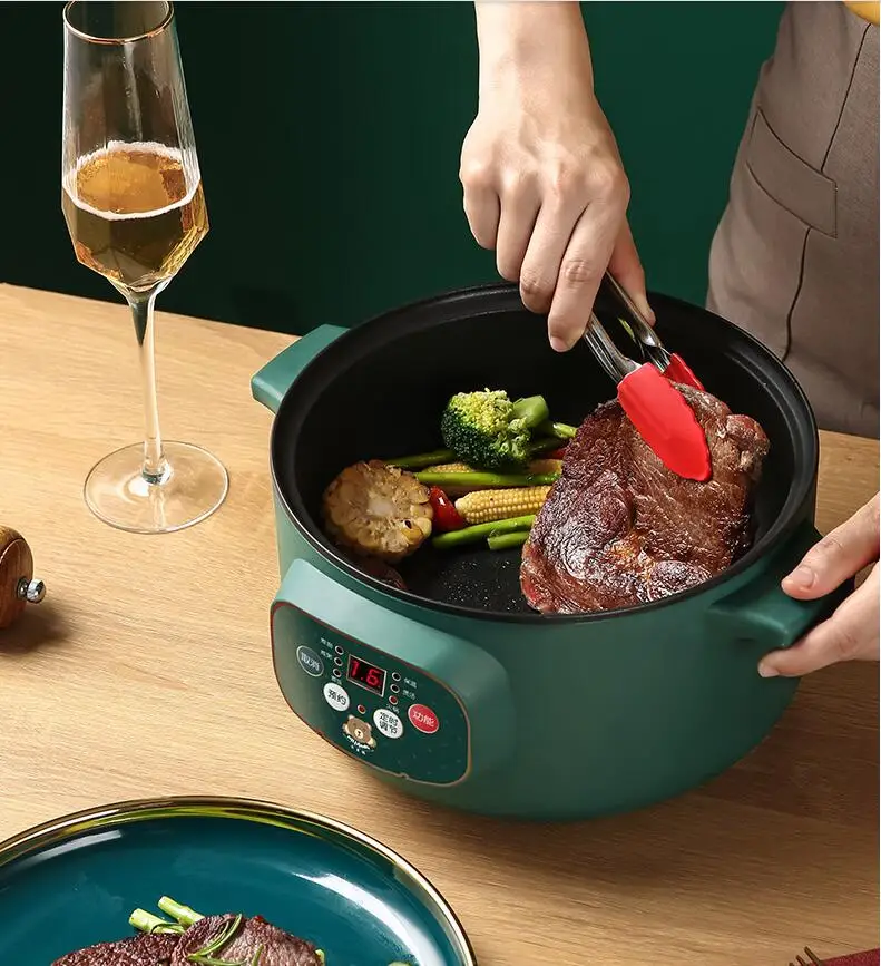 Бытовая электрическая сковорода 220 В с антипригарным покрытием, портативная мультиварка, простота в эксплуатации