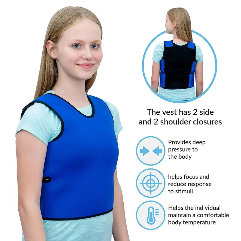 Sensory Deep Pressure Vest for Kids Comfort Compression Vest for Autism Hyperactivity Mood Processing Disorders Breathable