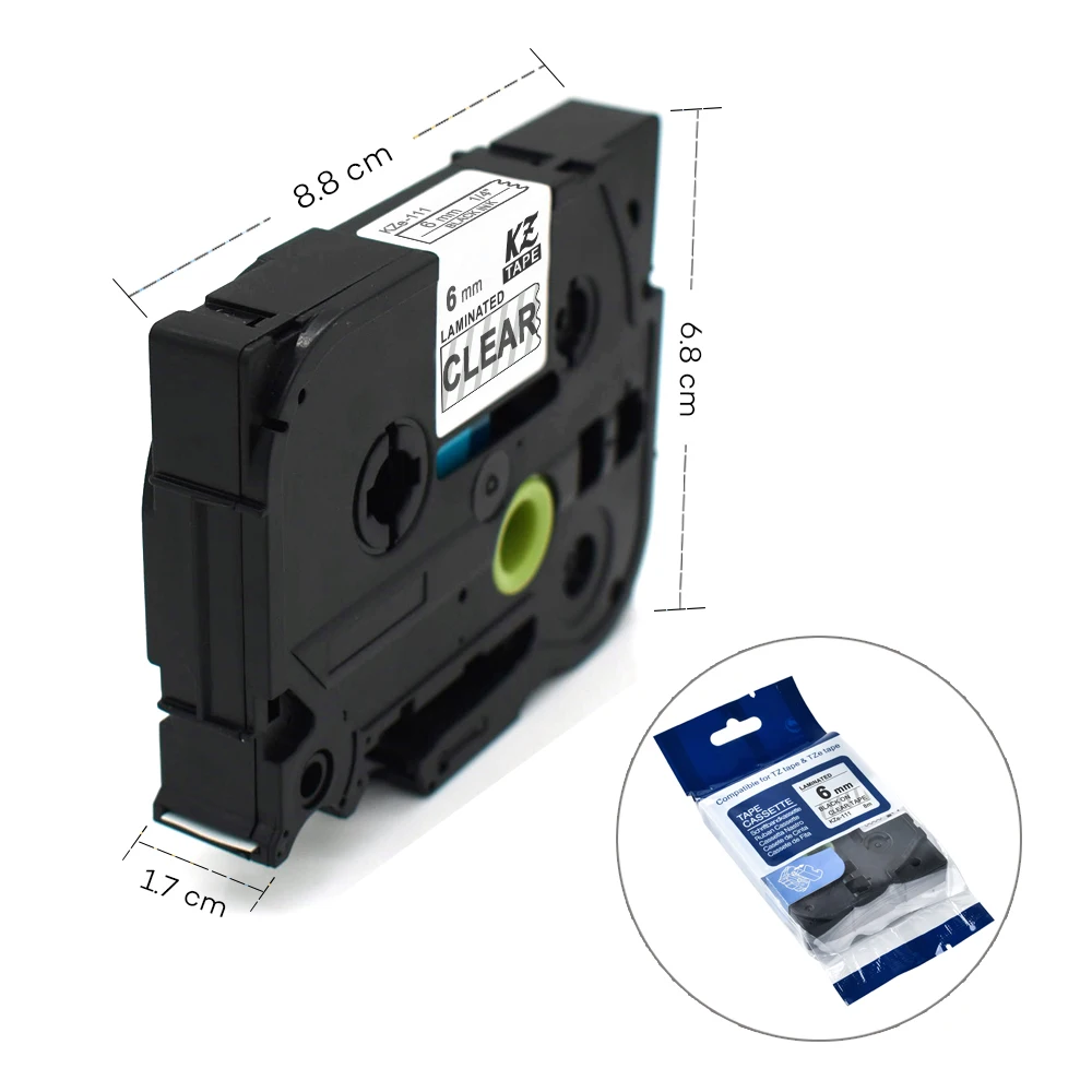 Kze 6mm 211 Multicolor Laminated Label Tape compatible Brother tze tap 211 tze-211 for P-touch tze-111 Tze-611 Tze-711 tze911