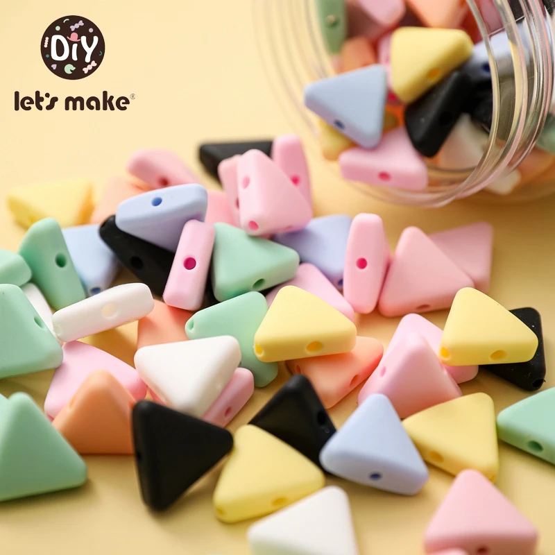 10Pcs Silicone Beads DIY Pacifier Chain Accessories Candy Color Triangle Beads 20MM Baby Teether BPA Free Mixed Beads