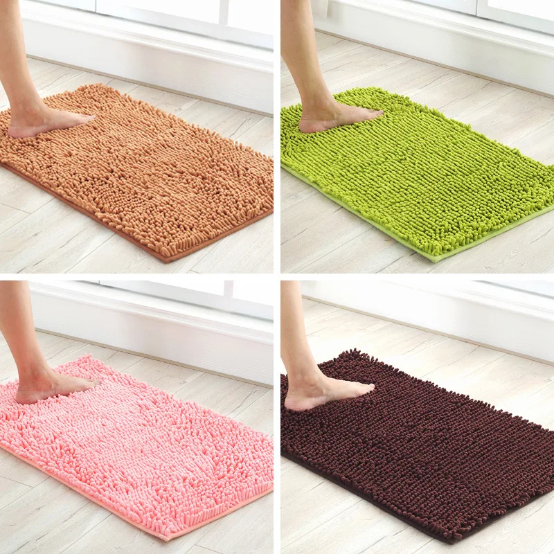 Soft Bathroom Rugs Non-slip Bath Mats Toilet Floor Water Absorption Bath Rugs Long Hair Hallway Rug Square Carpets 6 Colors