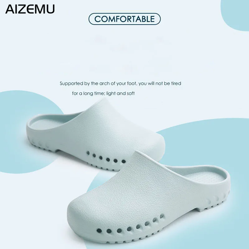 Zuecos de enfermera para hombre y mujer, zapatos quirúrgicos antideslizantes para sala de operaciones, zapatillas de laboratorio azules, zapatos médicos transpirables de verano