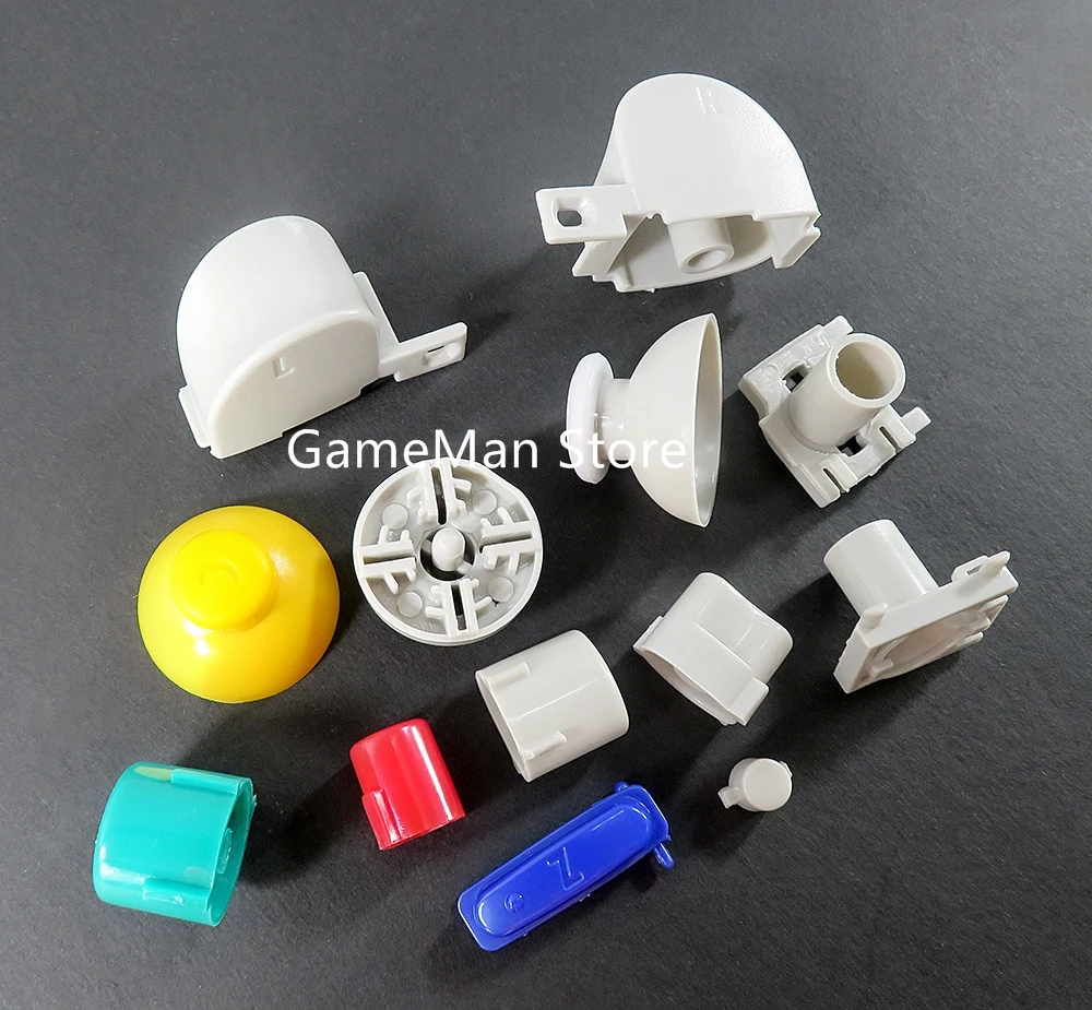 1 Juego para controlador Nintend NGC, teclas de botón táctiles de pulgar coloridas, tapa de cubierta de Joystick de juego L R ABXY Z, botones de teclados