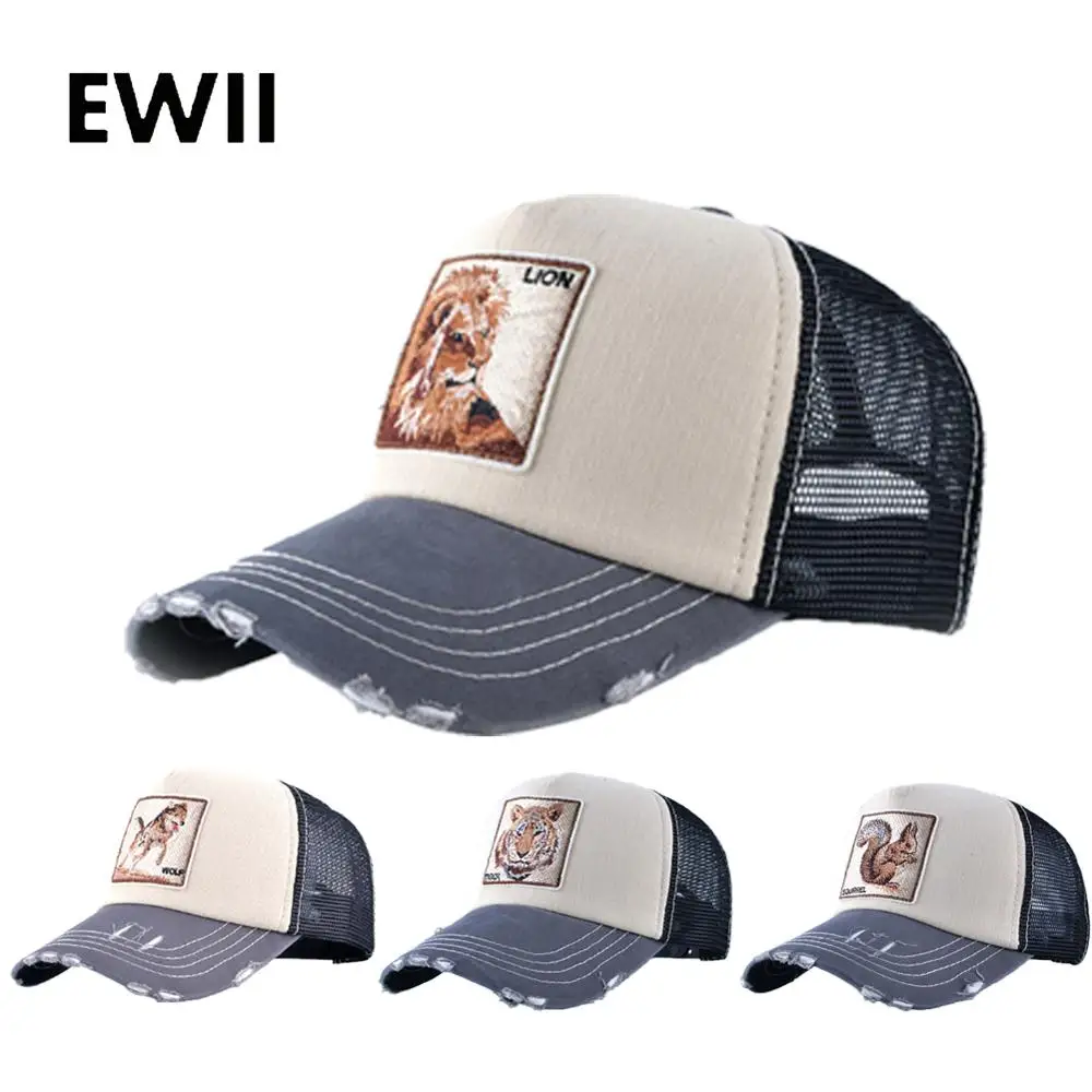 Animal baseball cap men snapback hats for women summer hip hop cap wolf branded Trucker hat breathable casquette homme