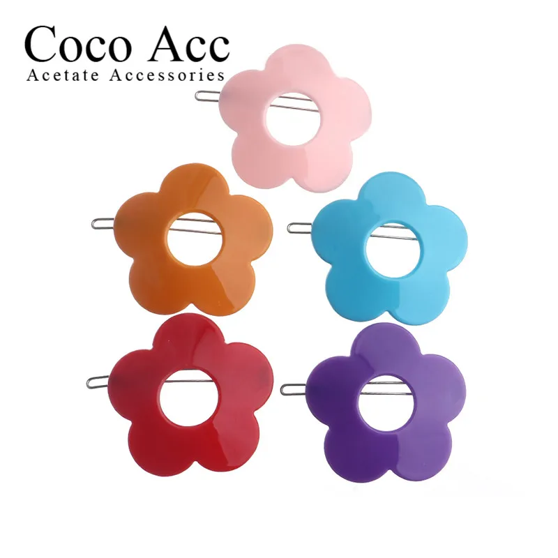 Clearance Sale = candy color acrylic fancy kids girls Daisy flower hair side clips accessories kids baby