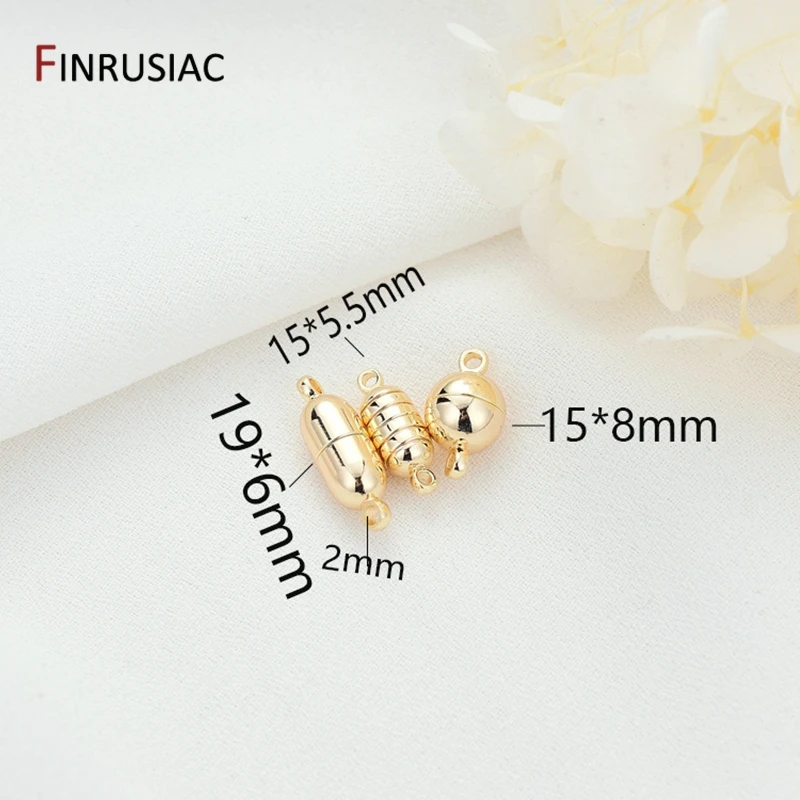 3 Types 14k Real Gold Plated Spherical Candy Shaped Magnetic Clasps For DIY Bracelets,Necklaces Jewelry Making Materials