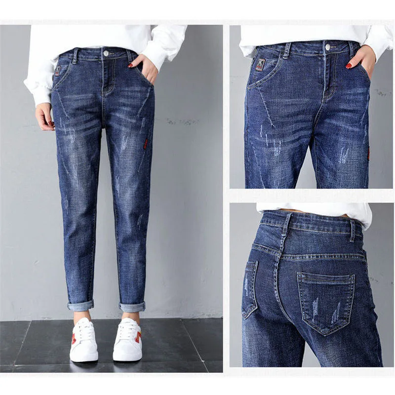 2022 primavera outono calças de brim femininas calças jeans moda alta cintura harem calças femininas streetpants p295