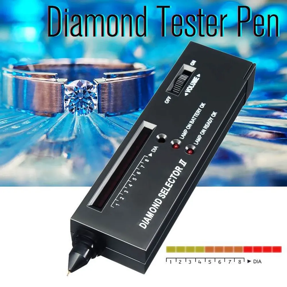 Diamond Tester Selector LED Indicator Jewelry Gemstone Detector Tool Handheld Device Magnifying Glass Diamond Selector II Tester