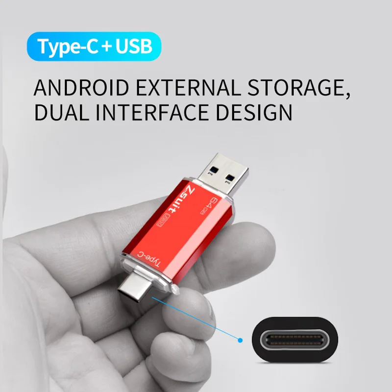 ZSUIT USB Flash Drive 2 in 1 Type-c Pen Drive 128GB 64GB 32GB 16G USB Stick 3.0 Mobile Pen Drive Metal U Disk