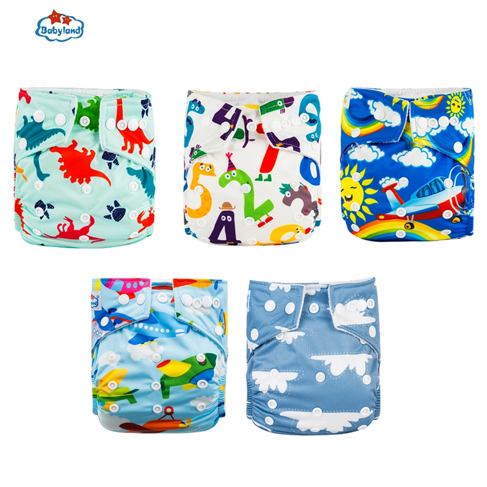 5 pçs/set Fralda de Pano Fraldas Babyland 2022 Novo Bebê Da Menina do Menino Prints Fralda de Bolso Para 0-2 Anos 3-15KG Dia e Noite Fraldas Do Bebê